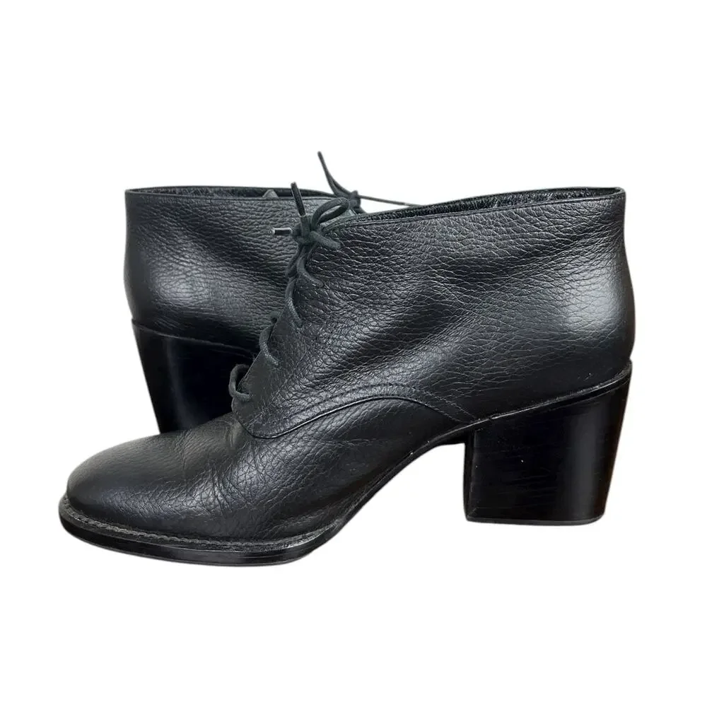 Rachel Comey Ibex Leather Lace-Up Booties Black Ankle Boots Size 9